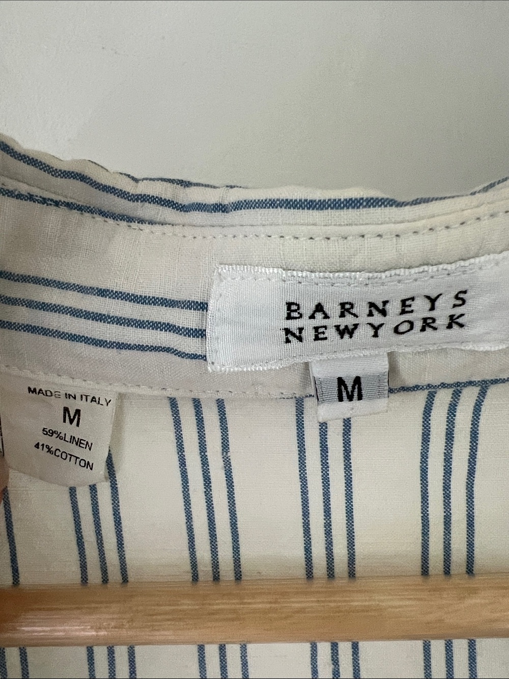 Vintage Barneys New York White Button-Down Shirt with Blue Stripes - Picture 3 of 9